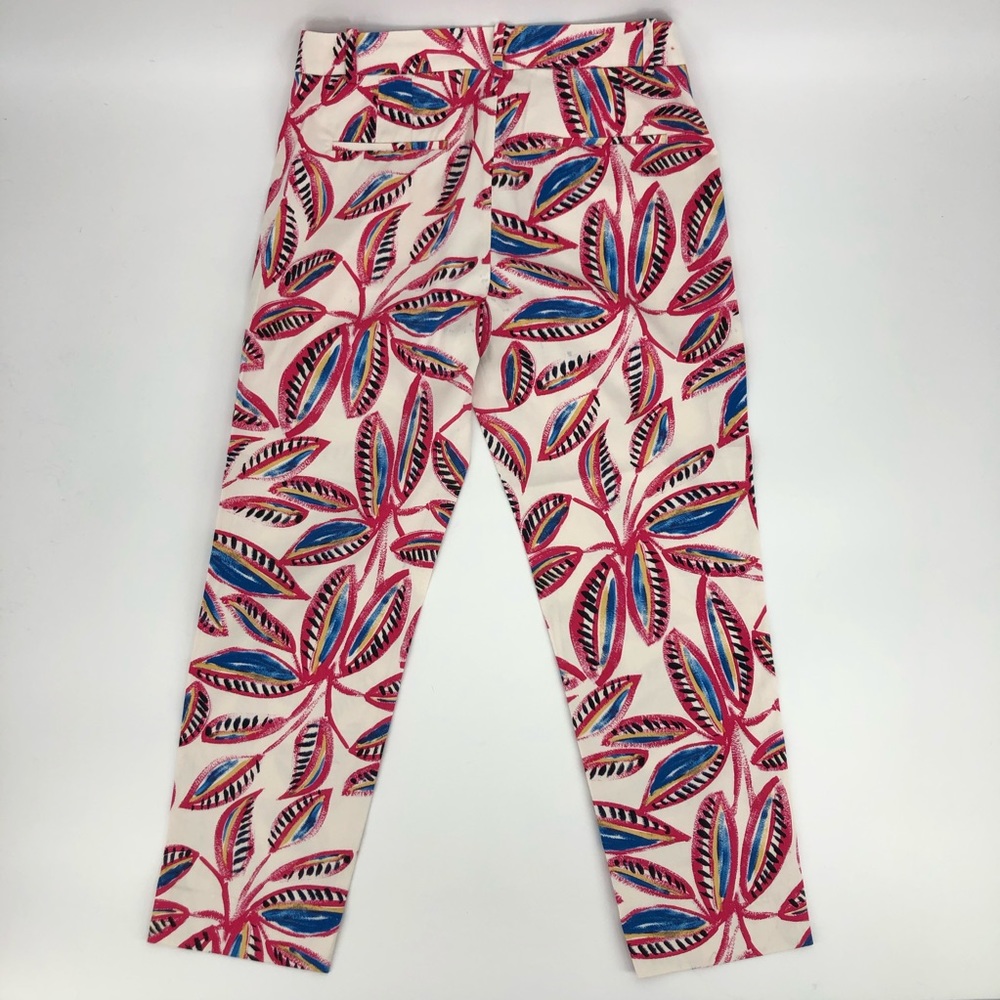 J. Crew Blue Pink Leaf Print Pants -EUC - Picture 3 of 6